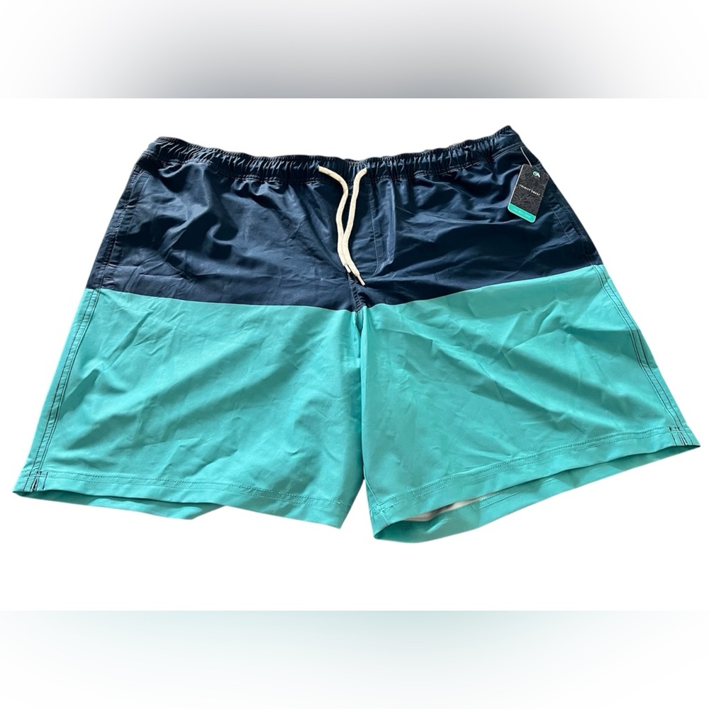 Trinity Coast 3XLT Swim Trunks Board Shorts Color Block Blue Teal Beach NWT